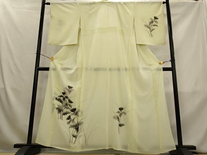 平和屋着物＊夏物　訪問着　絽　手描き　草花文　正絹　逸品　AABL1444st