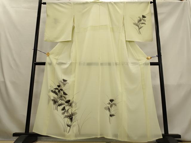 平和屋着物＊夏物　訪問着　絽　手描き　草花文　正絹　逸品　AABL1444st