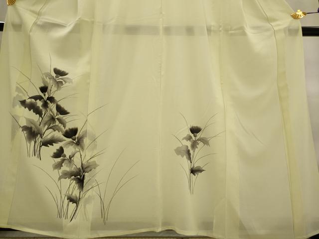 平和屋着物＊夏物　訪問着　絽　手描き　草花文　正絹　逸品　AABL1444st