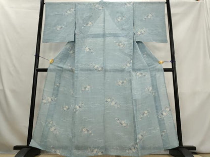 平和屋着物＊夏物　本場小千谷ちぢみ　草花文　麻　逸品　AABL1445st