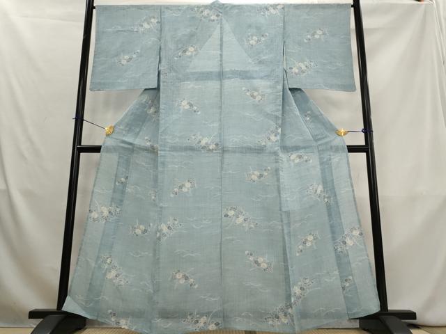 平和屋着物＊夏物　本場小千谷ちぢみ　草花文　麻　逸品　AABL1445st