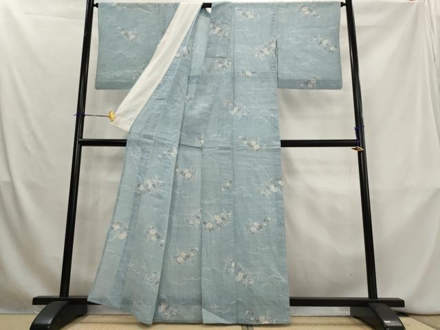 平和屋着物＊夏物　本場小千谷ちぢみ　草花文　麻　逸品　AABL1445st