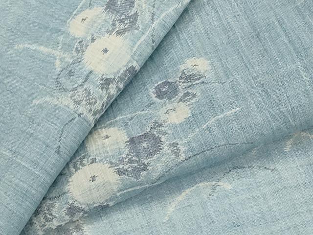 平和屋着物＊夏物　本場小千谷ちぢみ　草花文　麻　逸品　AABL1445st