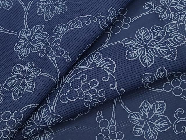 平和屋着物＊夏物　小紋　絽　藍染め　葡萄唐草文　正絹　逸品　AABL1446st