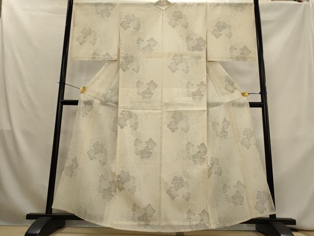 平和屋着物＊夏物　本場大島紬　夏大島　白大島　蔦の葉文様　正絹　逸品　AABL1447st