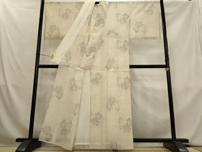平和屋着物＊夏物　本場大島紬　夏大島　白大島　蔦の葉文様　正絹　逸品　AABL1447st