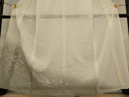 平和屋着物＊夏物　訪問着　絽　流水枝花文　暈し染め　正絹　逸品　AABL1451st