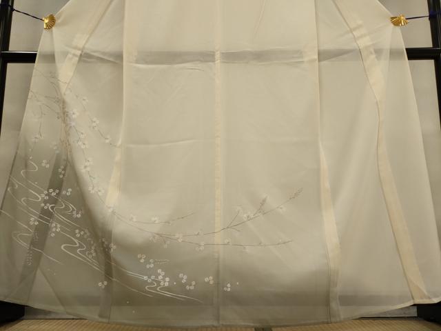 平和屋着物＊夏物　訪問着　絽　流水枝花文　暈し染め　正絹　逸品　AABL1451st