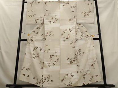 平和屋着物＊夏物　小紋　絽　枝葉文　暈し染め　洗える着物　AABL1453st
