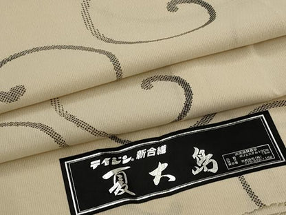 平和屋着物＊夏物　小紋　夏大島　紗　唐草文様　証紙付き　洗える着物　AABL1454st