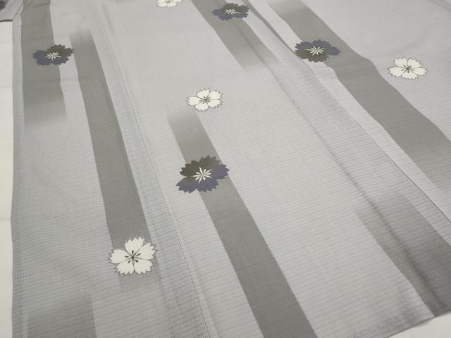 平和屋着物＊夏物　小紋　絽縮緬　舞桜文　洗える着物　AABL1456st