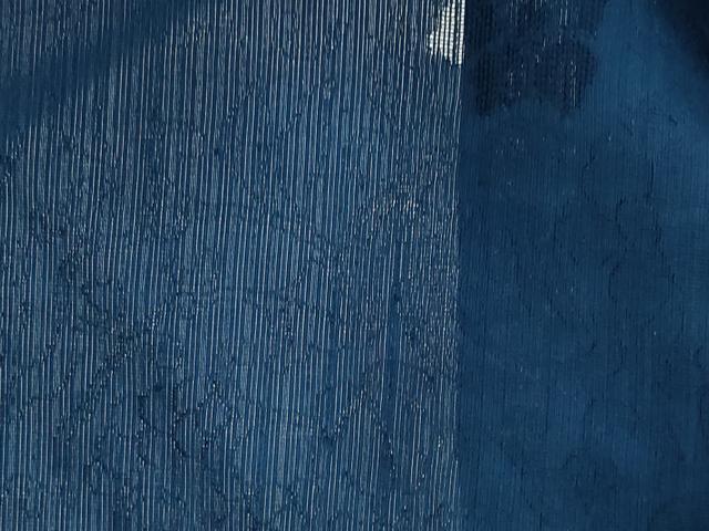 平和屋着物＊夏物　色無地　更紗花文紗　紺瑠璃色　正絹　逸品　AABL1460st