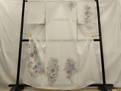 平和屋着物＊夏物　訪問着　絽　手描き　草花文　暈し染め　金彩　正絹　逸品　AABL1463st