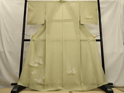 平和屋着物＊夏物　訪問着　絽　草花文　金彩　三越扱い　反端付き　正絹　逸品　AABL1464st