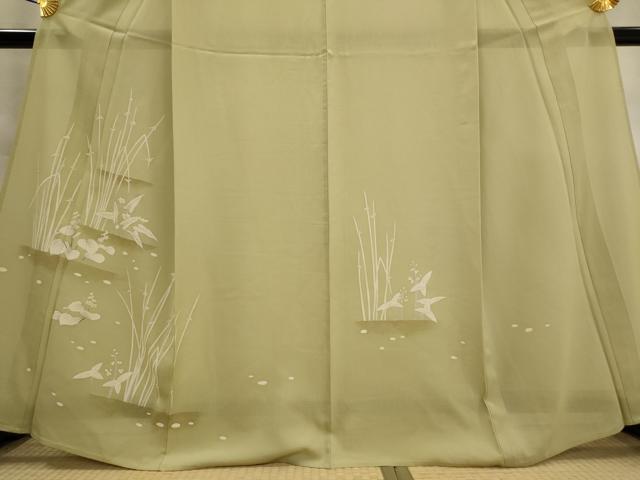 平和屋着物＊夏物　訪問着　絽　草花文　金彩　三越扱い　反端付き　正絹　逸品　AABL1464st