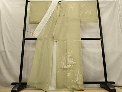 平和屋着物＊夏物　訪問着　絽　草花文　金彩　三越扱い　反端付き　正絹　逸品　AABL1464st