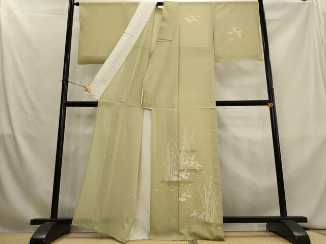 平和屋着物＊夏物　訪問着　絽　草花文　金彩　三越扱い　反端付き　正絹　逸品　AABL1464st