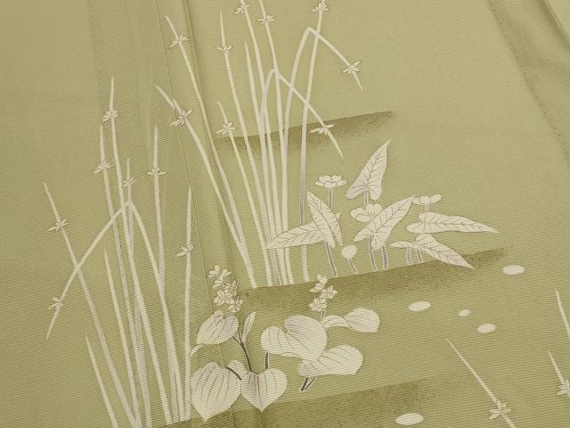 平和屋着物＊夏物　訪問着　絽　草花文　金彩　三越扱い　反端付き　正絹　逸品　AABL1464st