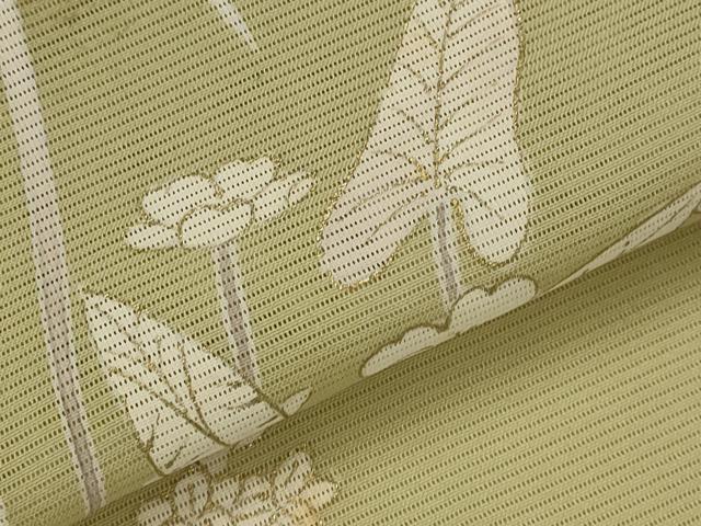 平和屋着物＊夏物　訪問着　絽　草花文　金彩　三越扱い　反端付き　正絹　逸品　AABL1464st