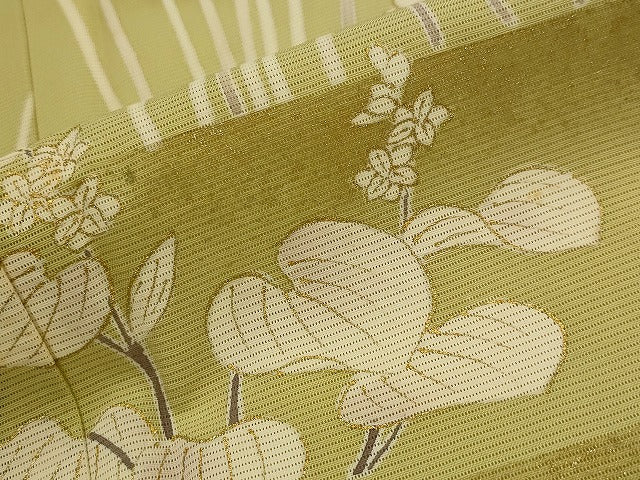 平和屋着物＊夏物　訪問着　絽　草花文　金彩　三越扱い　反端付き　正絹　逸品　AABL1464st