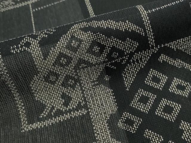 平和屋着物＊夏物　小紋　紗　有栖川文様　黒地　洗える着物　AABL1479st
