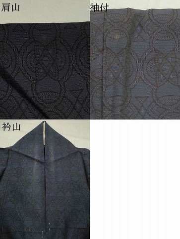 平和屋着物＊夏物　風通お召　紗　幾何学文様　正絹　逸品　AABL1482st