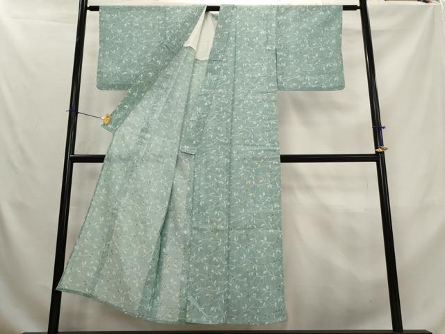 平和屋着物＊夏物　小紋　紗　枝葉文　洗える着物　AABL1484st