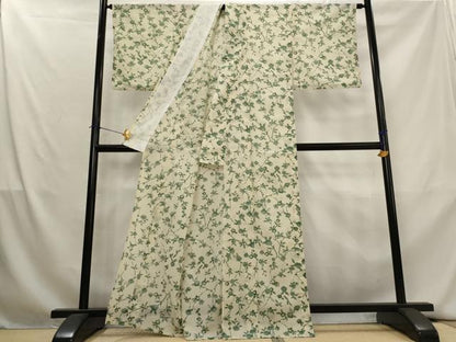 平和屋着物＊夏物　小紋　絽　枝花文　洗える着物　AABL1486st