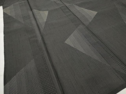 平和屋着物＊夏物　絹芭蕉　幾何学間道　証紙付き　正絹　逸品　AABL1488st