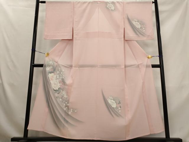 平和屋着物＊夏物　訪問着　絽　草花文　暈し染め　正絹　逸品　AABL1495st