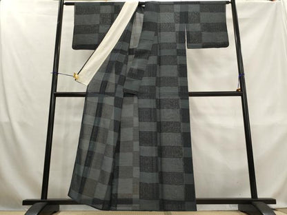 平和屋着物＊夏物　紗紬　100亀甲　横段文　正絹　逸品　AABL1502st