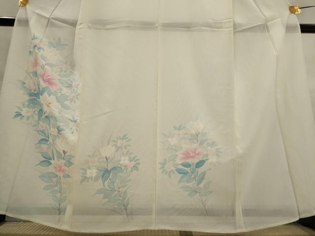 平和屋着物＊夏物　訪問着　絽　手描き　草花文　正絹　逸品　AABL1504st