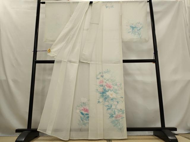 平和屋着物＊夏物　訪問着　絽　手描き　草花文　正絹　逸品　AABL1504st