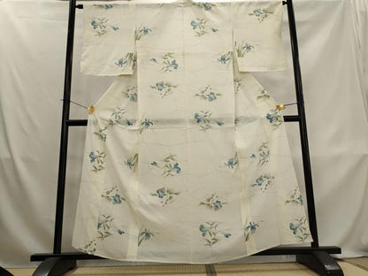 平和屋着物＊夏物　小紋　絽　手描き　切嵌草花文　金彩　正絹　逸品　AABL1509st