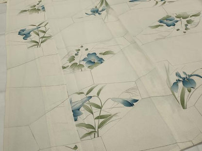 平和屋着物＊夏物　小紋　絽　手描き　切嵌草花文　金彩　正絹　逸品　AABL1509st