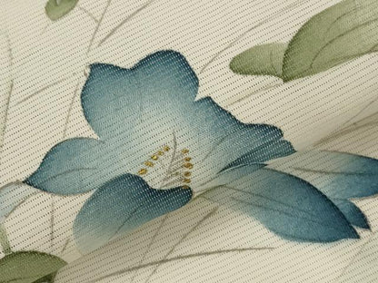 平和屋着物＊夏物　小紋　絽　手描き　切嵌草花文　金彩　正絹　逸品　AABL1509st