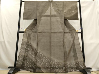 平和屋着物＊夏物　訪問着　生紬　紗　石畳文様　正絹　逸品　AABL1518st