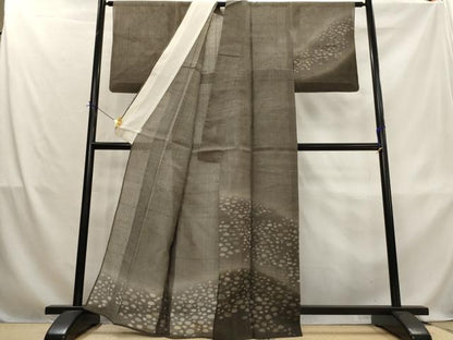 平和屋着物＊夏物　訪問着　生紬　紗　石畳文様　正絹　逸品　AABL1518st