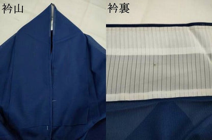 平和屋着物＊夏物　色無地　絽　留紺色　洗える着物　AABL1522st