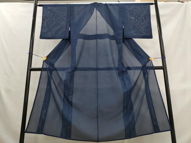 平和屋着物＊夏物　色無地　絽　留紺色　洗える着物　AABL1522st