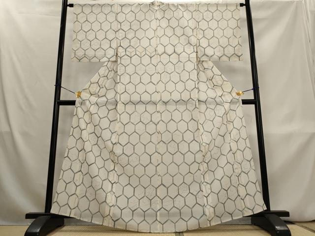 平和屋着物＊夏物　小紋　絽　亀甲文　正絹　逸品　AABL1531st