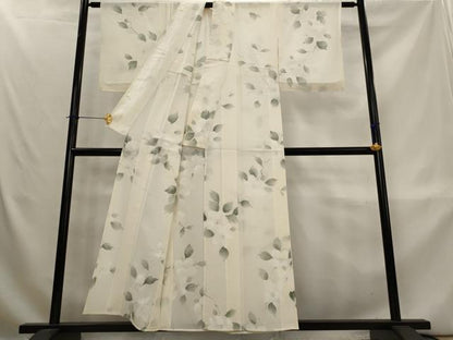 平和屋着物＊夏物　小紋　絽　枝花文　正絹　逸品　AABL1535st