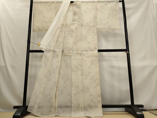 平和屋着物＊夏物　結城紬　夏結城　枝葉文　正絹　逸品　AABL1540st