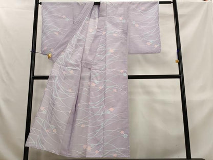 平和屋着物＊夏物　小紋　絽　芝花文　洗える着物　AABL1548st