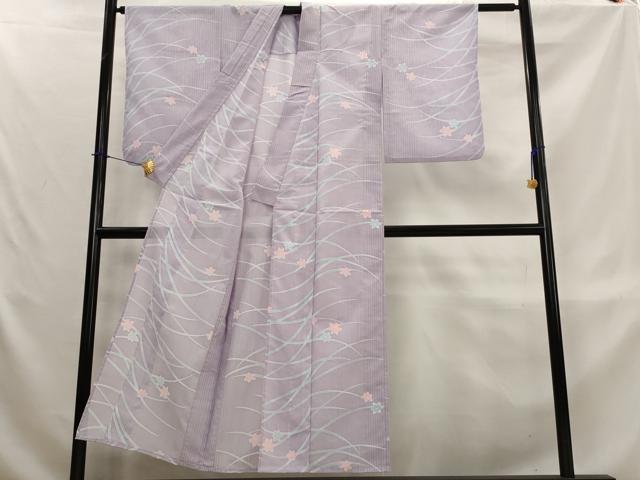 平和屋着物＊夏物　小紋　絽　芝花文　洗える着物　AABL1548st