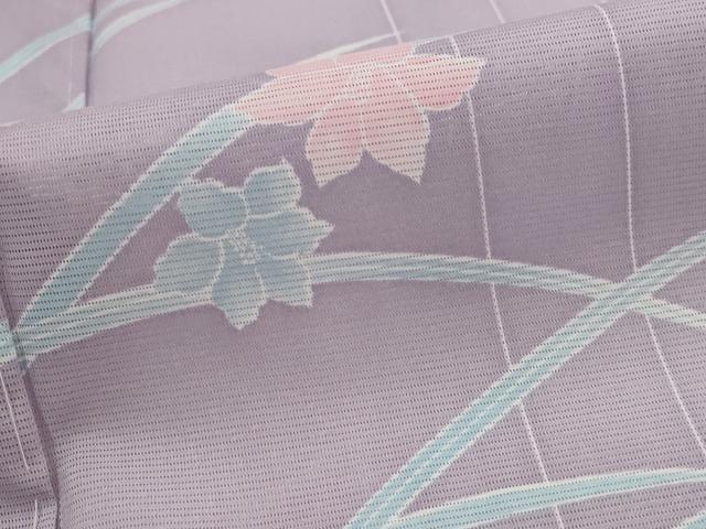 平和屋着物＊夏物　小紋　絽　芝花文　洗える着物　AABL1548st