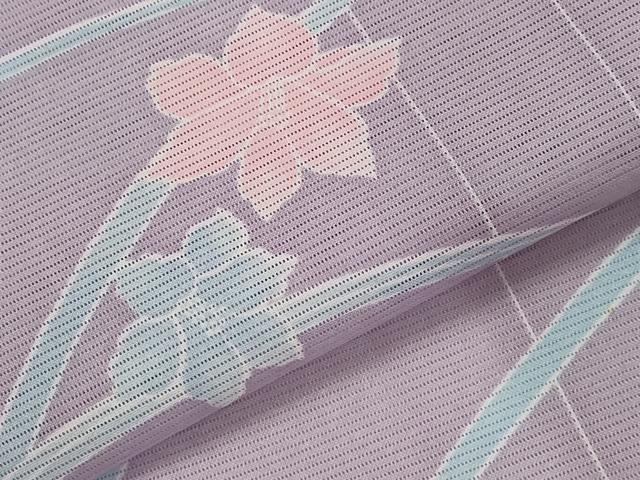 平和屋着物＊夏物　小紋　絽　芝花文　洗える着物　AABL1548st