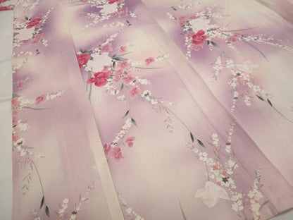 平和屋着物＊夏物　小紋　絽　草花文　暈し染め　正絹　逸品　AABL1549st
