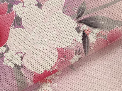 平和屋着物＊夏物　小紋　絽　草花文　暈し染め　正絹　逸品　AABL1549st