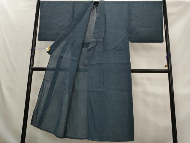 平和屋着物＊夏物　男性　本場小千谷ちぢみ　褐返色　キングサイズ　麻　逸品　AABL1550st